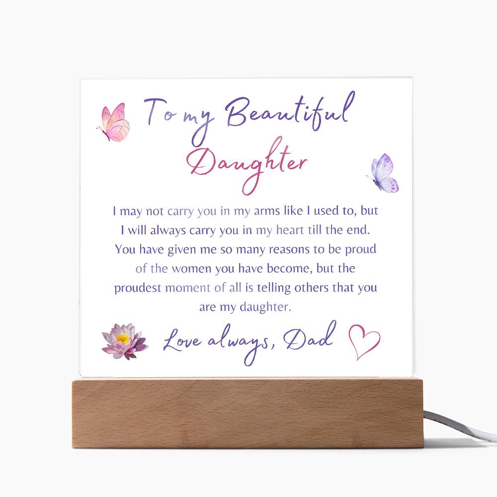 To My Beautiful Daughter | Square Acrylic Plaque